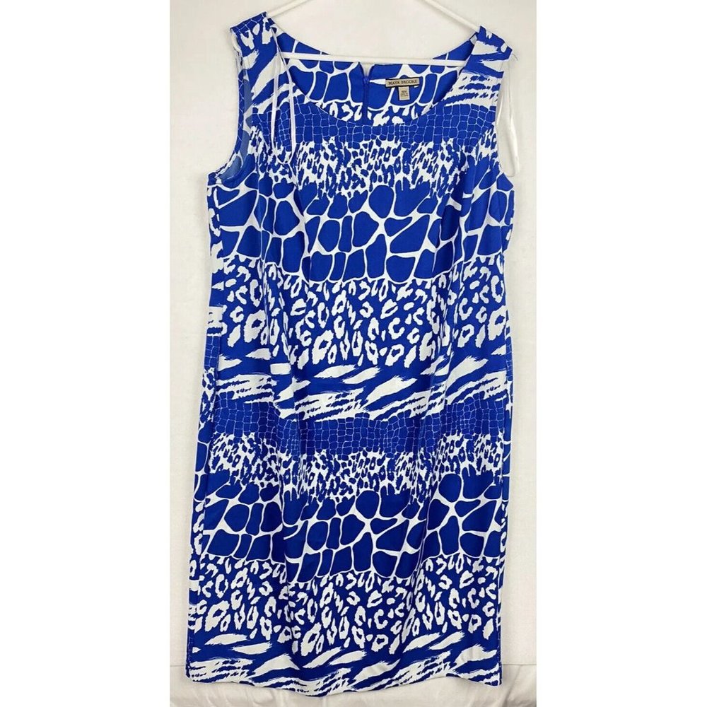 Maya Brooke Blue Dress Animal Pattern Blue Tank Sz. 16W